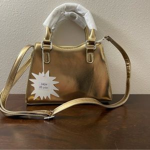 Gold faux leather evening mini bag